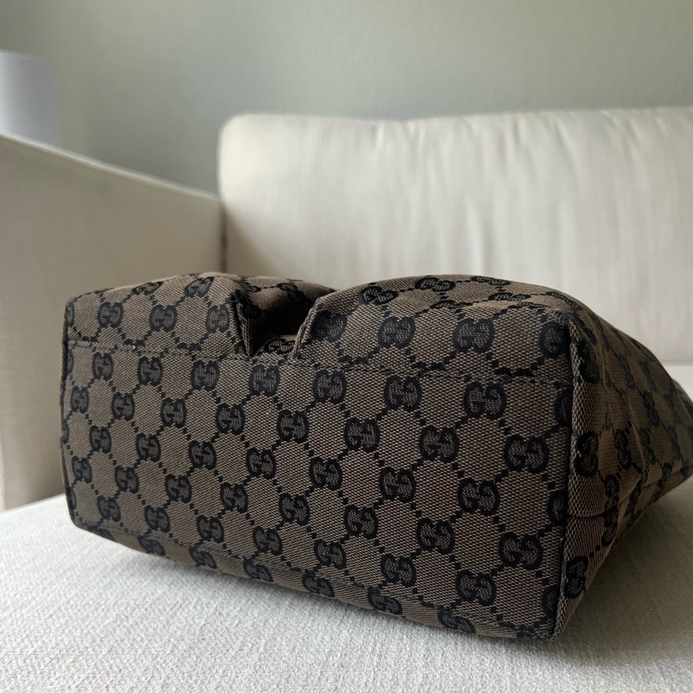 GUCCI Vintage GG Canvas Double Pocket Tote - Picture 6 of 9